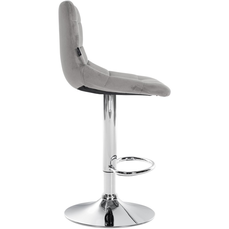 Juego de 2 taburetes de bar Jerry en terciopelo gris y cromo
