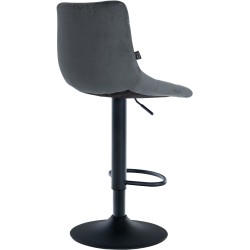 Juego de 2 taburetes de bar Jerry en terciopelo negro y gris oscuro