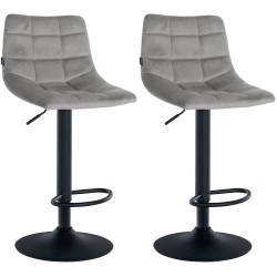 Juego de 2 taburetes de bar Jerry en terciopelo negro y gris
