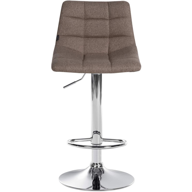 Juego de 2 taburetes de bar Jerry en tela cromada color topo
