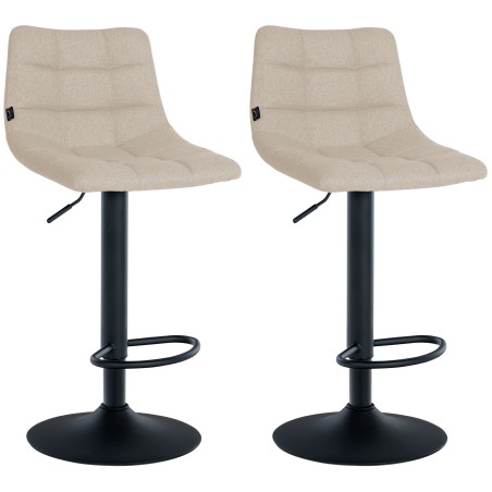 Juego de 2 taburetes de bar Jerry en tela negra y crema