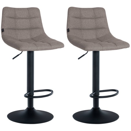 Juego de 2 taburetes de bar Jerry en tela negra y gris