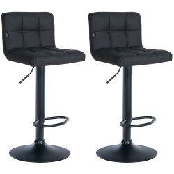 Juego de 2 taburetes de bar Feni en piel sintética negra