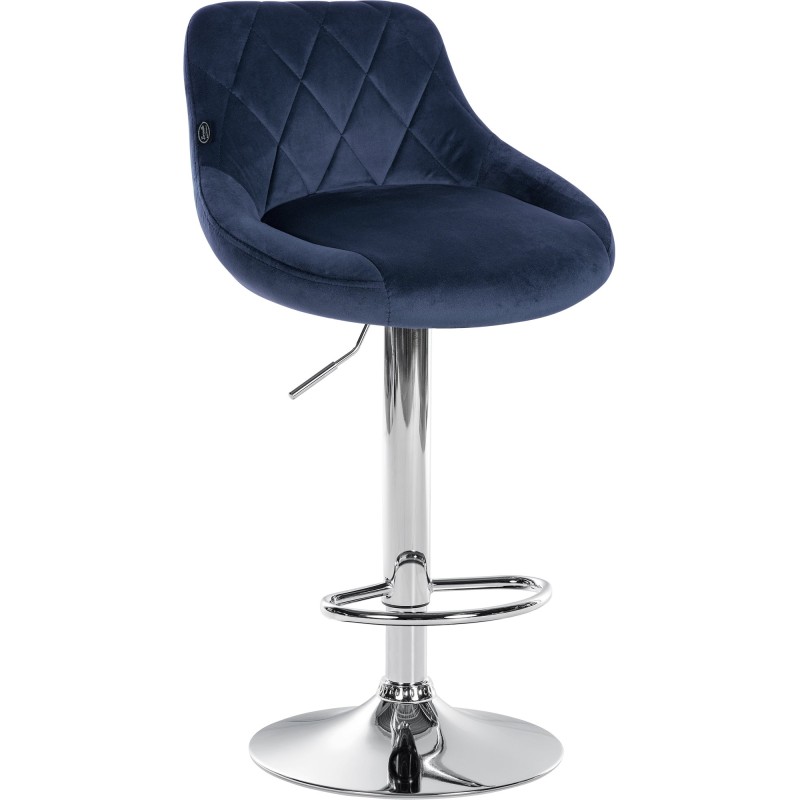 Juego de 2 taburetes de bar Lazio en terciopelo azul cromado
