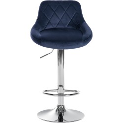 Juego de 2 taburetes de bar Lazio en terciopelo azul cromado