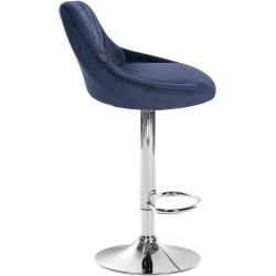 Juego de 2 taburetes de bar Lazio en terciopelo azul cromado