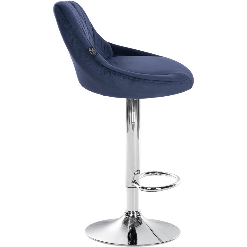 Juego de 2 taburetes de bar Lazio en terciopelo azul cromado