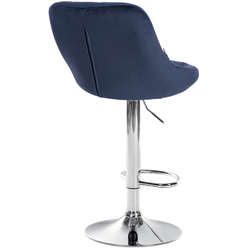 Juego de 2 taburetes de bar Lazio en terciopelo azul cromado