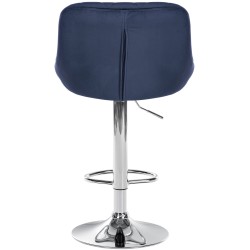 Juego de 2 taburetes de bar Lazio en terciopelo azul cromado