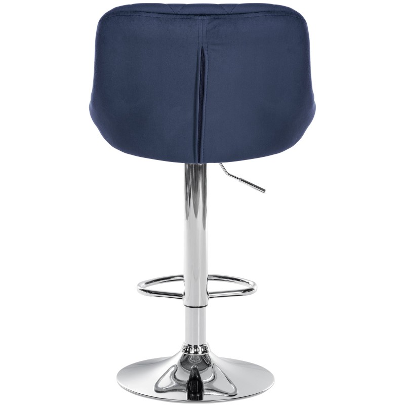 Juego de 2 taburetes de bar Lazio en terciopelo azul cromado