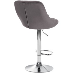 Juego de 2 taburetes de bar Lazio, terciopelo, gris cromo