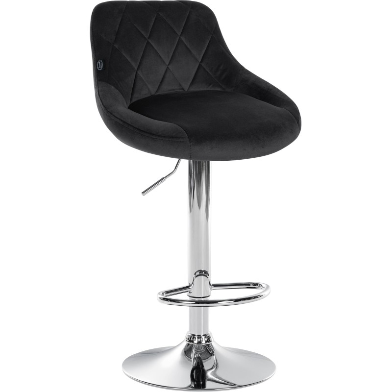 Juego de 2 taburetes de bar Lazio, terciopelo, cromo-negro