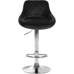 Juego de 2 taburetes de bar Lazio, terciopelo, cromo-negro