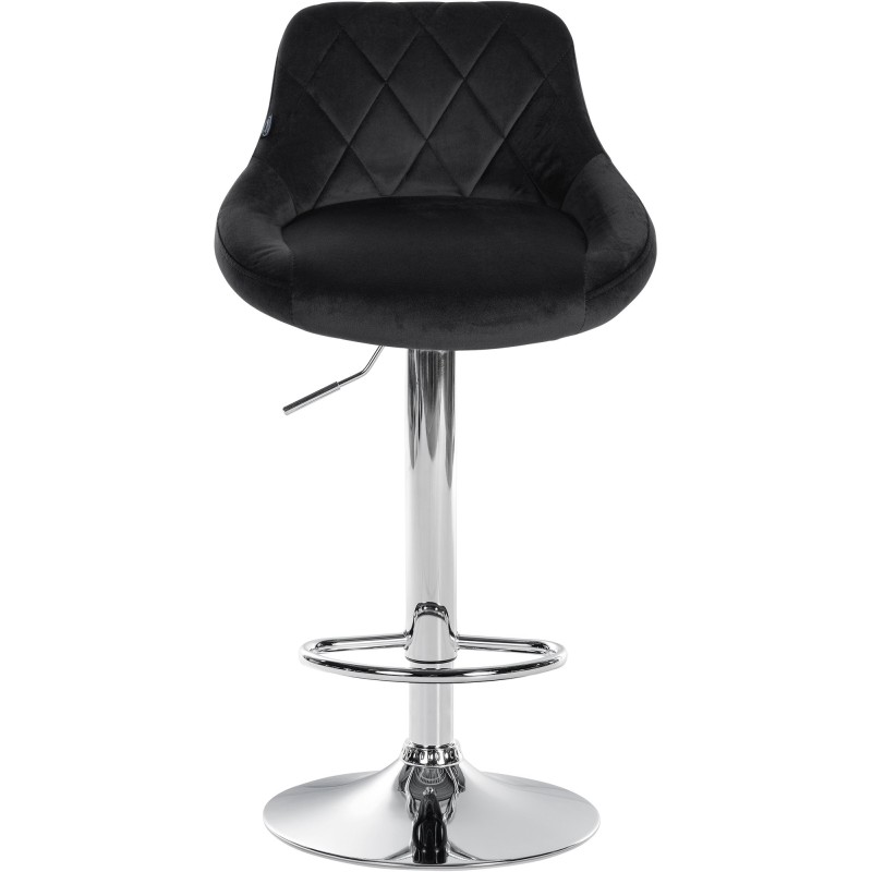 Juego de 2 taburetes de bar Lazio, terciopelo, cromo-negro