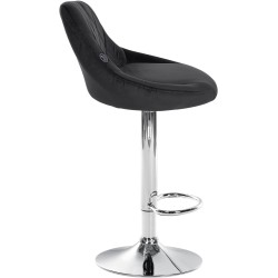 Juego de 2 taburetes de bar Lazio, terciopelo, cromo-negro