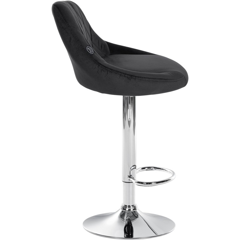 Juego de 2 taburetes de bar Lazio, terciopelo, cromo-negro