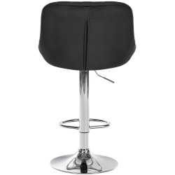 Juego de 2 taburetes de bar Lazio, terciopelo, cromo-negro