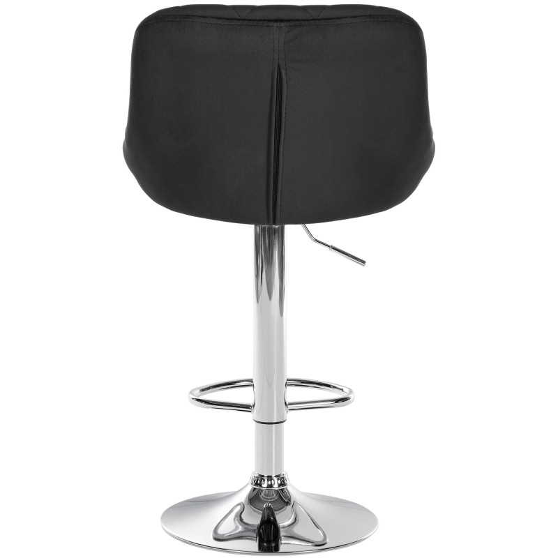 Juego de 2 taburetes de bar Lazio, terciopelo, cromo-negro
