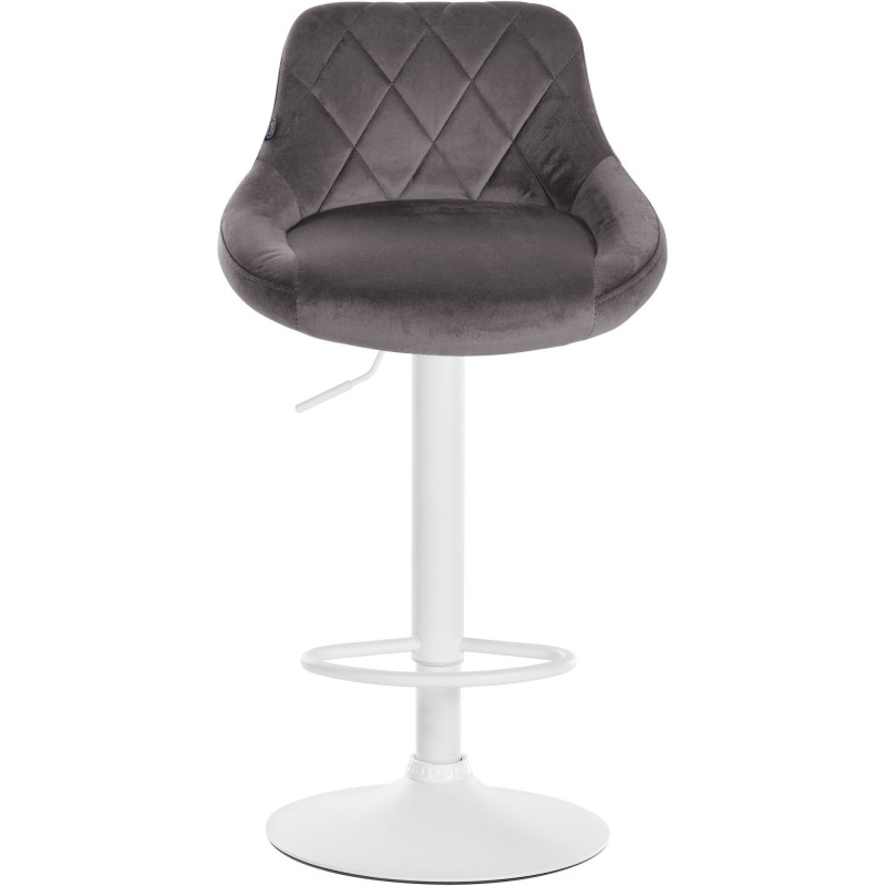 Juego de 2 taburetes de bar Lazio en terciopelo blanco y gris