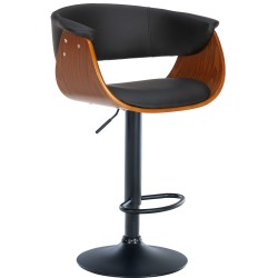 Juego de 2 taburetes de bar Vestal en nogal/piel sintética negra