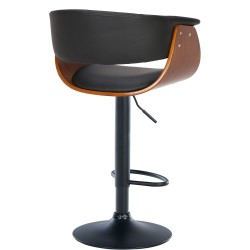 Juego de 2 taburetes de bar Vestal en nogal/piel sintética negra