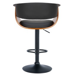 Juego de 2 taburetes de bar Vestal en nogal/piel sintética negra