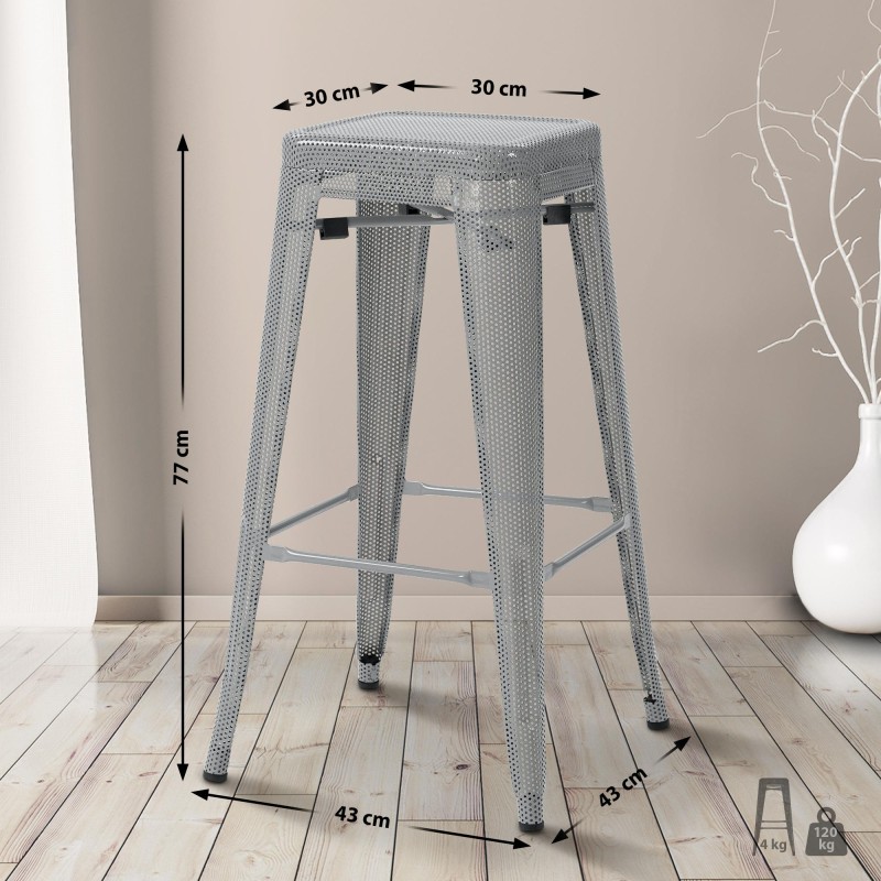 Taburete de bar Fletcher Silver