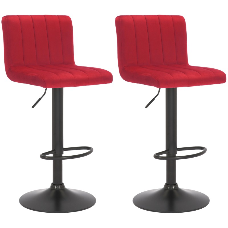 Juego de 2 taburetes de bar Jamie de terciopelo rojo