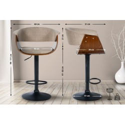 Taburete de bar Vestal en tela nogal/crema