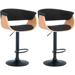 Juego de 2 taburetes de bar Vestal en tejido natural/negro