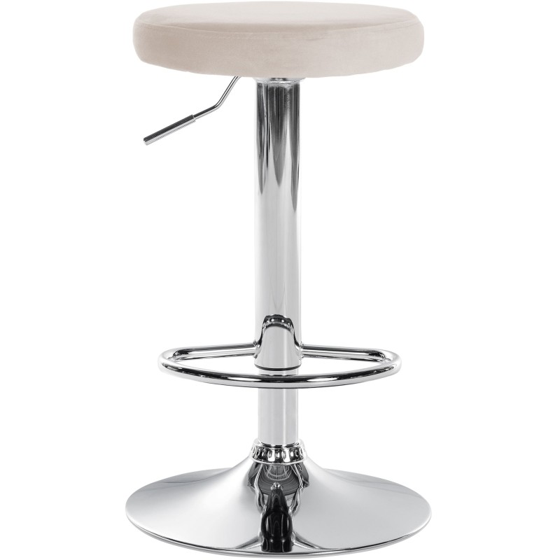 Juego de 2 taburetes de bar Ponte en terciopelo cromado crema