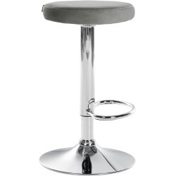 Juego de 2 taburetes de bar Ponte en terciopelo gris y cromo