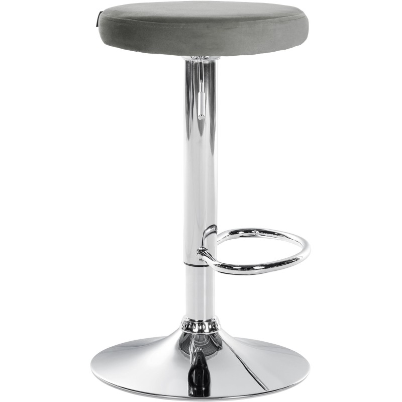 Juego de 2 taburetes de bar Ponte en terciopelo gris y cromo