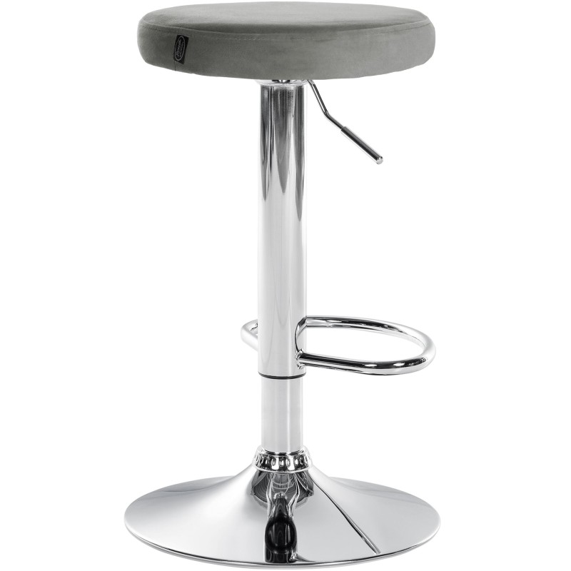 Juego de 2 taburetes de bar Ponte en terciopelo gris y cromo