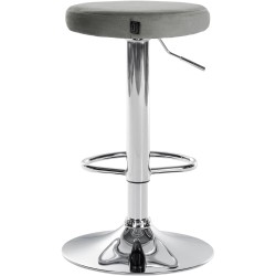 Juego de 2 taburetes de bar Ponte en terciopelo gris y cromo