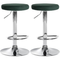 Juego de 2 taburetes de bar Ponte en terciopelo verde y cromo