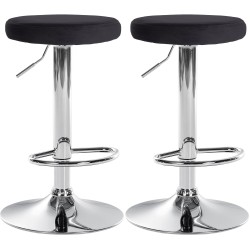 Juego de 2 taburetes de bar Ponte en terciopelo cromado negro