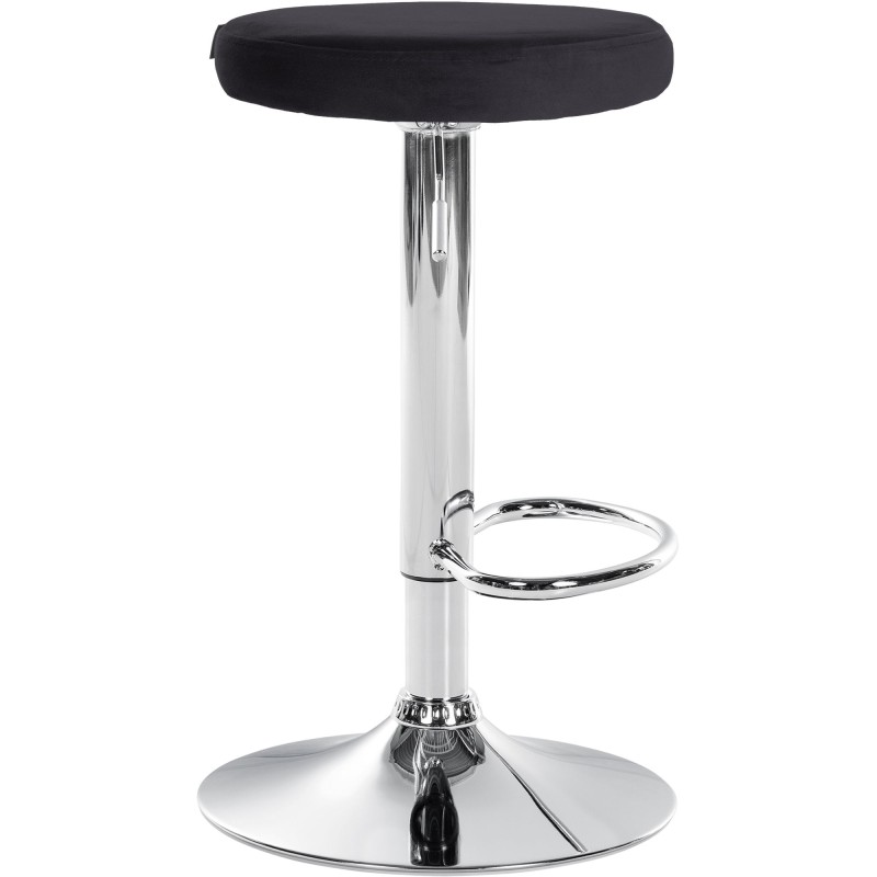 Juego de 2 taburetes de bar Ponte en terciopelo cromado negro