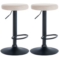 Juego de 2 taburetes de bar Ponte en terciopelo negro y crema