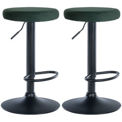 Juego de 2 taburetes de bar Ponte en terciopelo negro y verde
