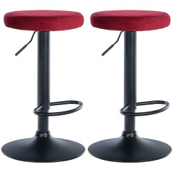 Juego de 2 taburetes de bar Ponte en terciopelo negro y rojo
