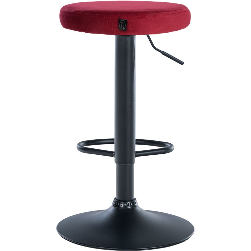 Juego de 2 taburetes de bar Ponte en terciopelo negro y rojo