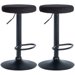 Juego de 2 taburetes de bar Ponte en terciopelo negro
