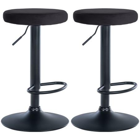 Juego de 2 taburetes de bar Ponte en terciopelo negro