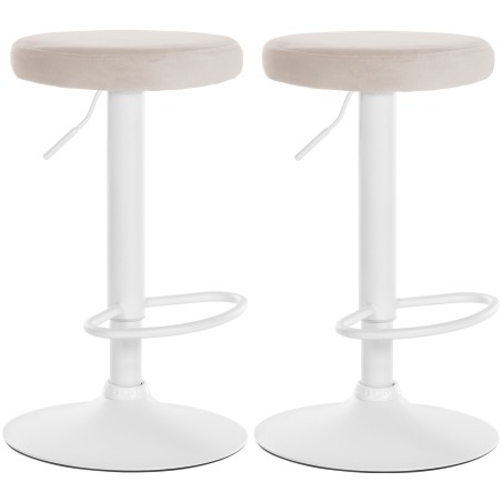Juego de 2 taburetes de bar Ponte en terciopelo blanco crema