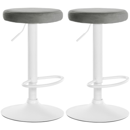 Juego de 2 taburetes de bar Ponte en terciopelo blanco y gris