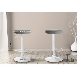 Juego de 2 taburetes de bar Ponte en terciopelo blanco y gris