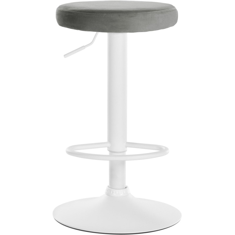 Juego de 2 taburetes de bar Ponte en terciopelo blanco y gris
