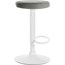 Juego de 2 taburetes de bar Ponte en terciopelo blanco y gris