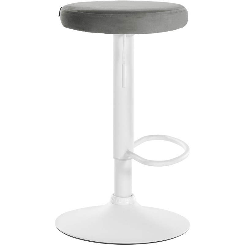 Juego de 2 taburetes de bar Ponte en terciopelo blanco y gris